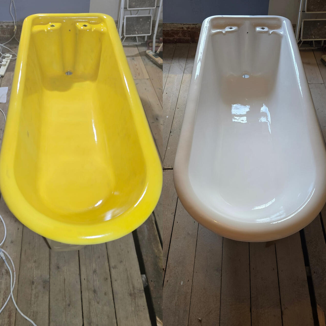 CAST IRON BATH RESURFACED OldBEFORE AND AFTER PHOTOS OF A CAST IRON ROLL TOP BATH RE-ENAMELLED Winton, Bournemouth